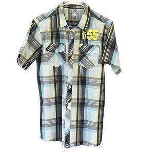 Disney Parks Plaid Button Shirt Disneyland 55 Sz Small Mickey Mouse